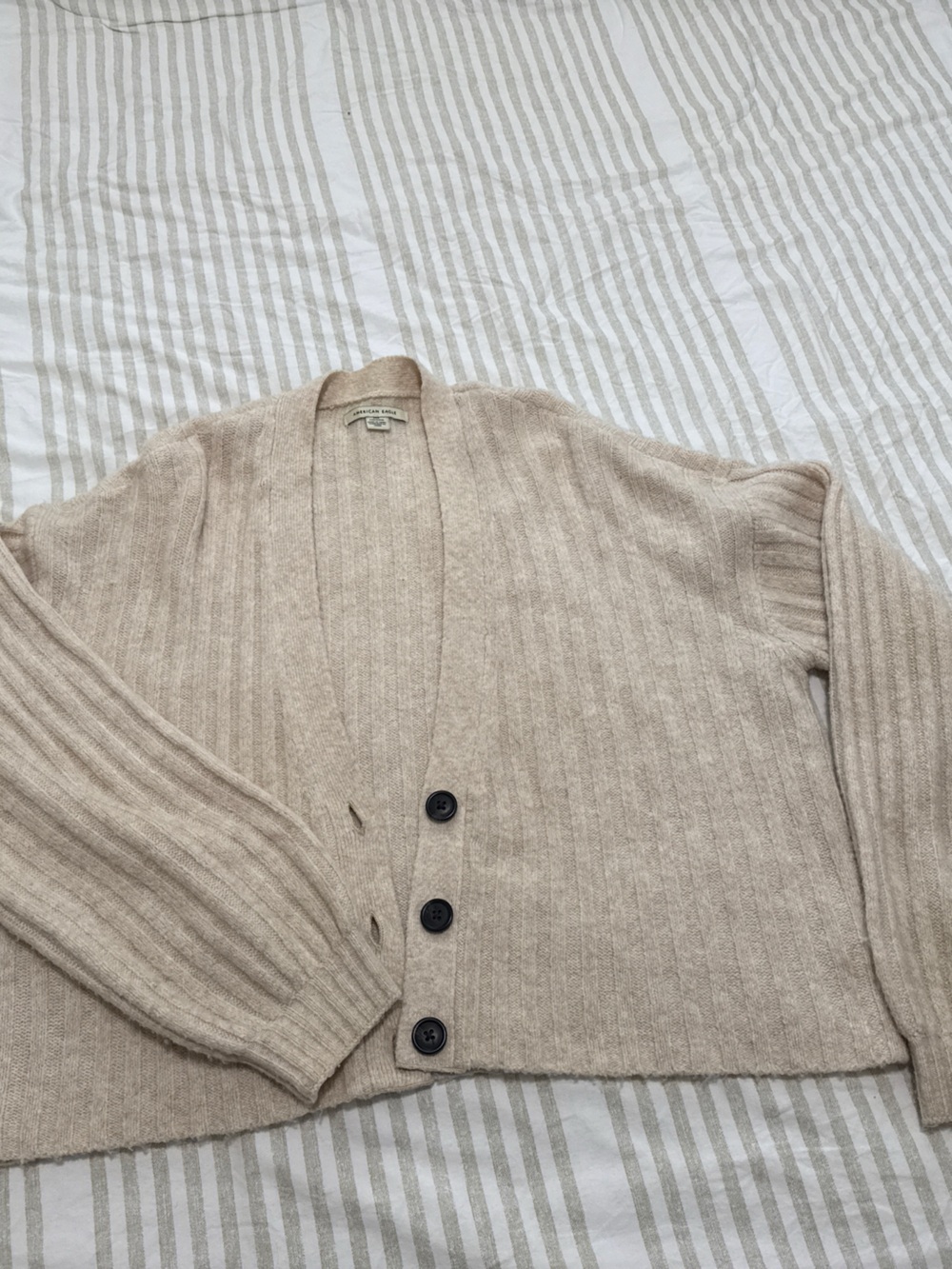 Cozy Ribbed Button Cardigan in Beige